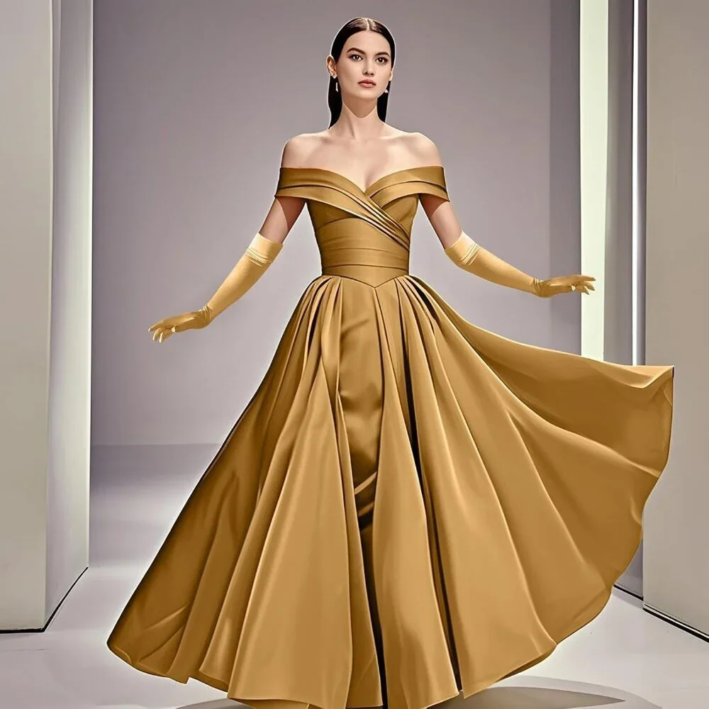 Women's Gold Long Satin Opera Fabric Gloves Party Tea Stretchy Elbow Length